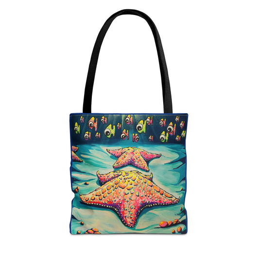 Premium Colorful Starfish Tote Bag, Original Artist Design, Reusable Shopping Tote, Eco-Friendly
