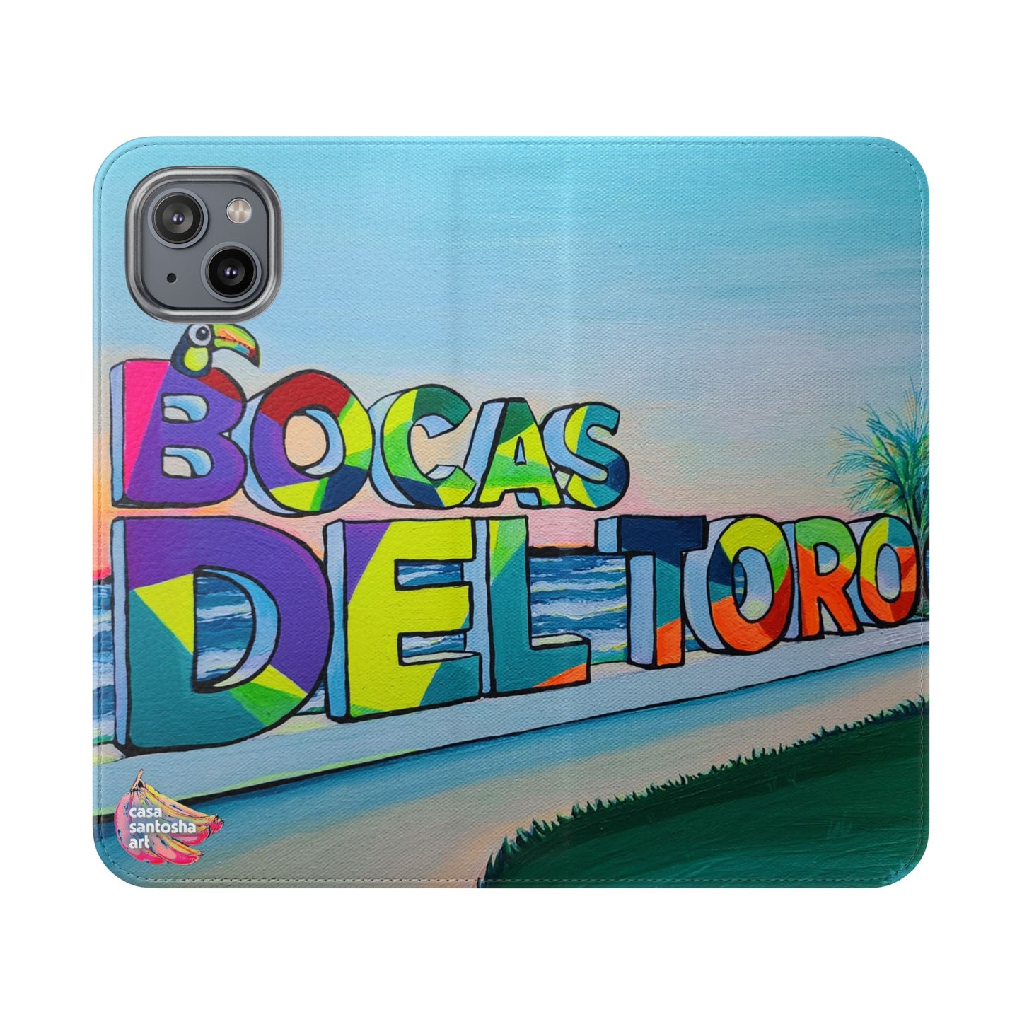 Bocas Del Toro Sign Flip Phone Case – Wallet Cover with Card Slots