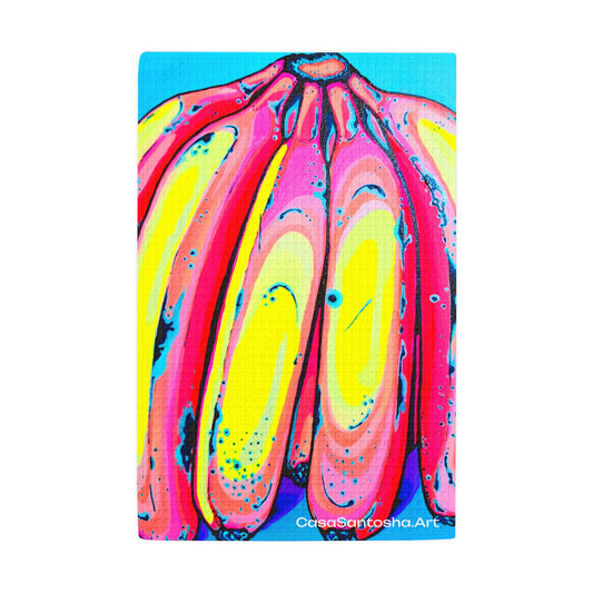 Neon Fat Bananas Waffle Weave Kitchen Hand Towel
