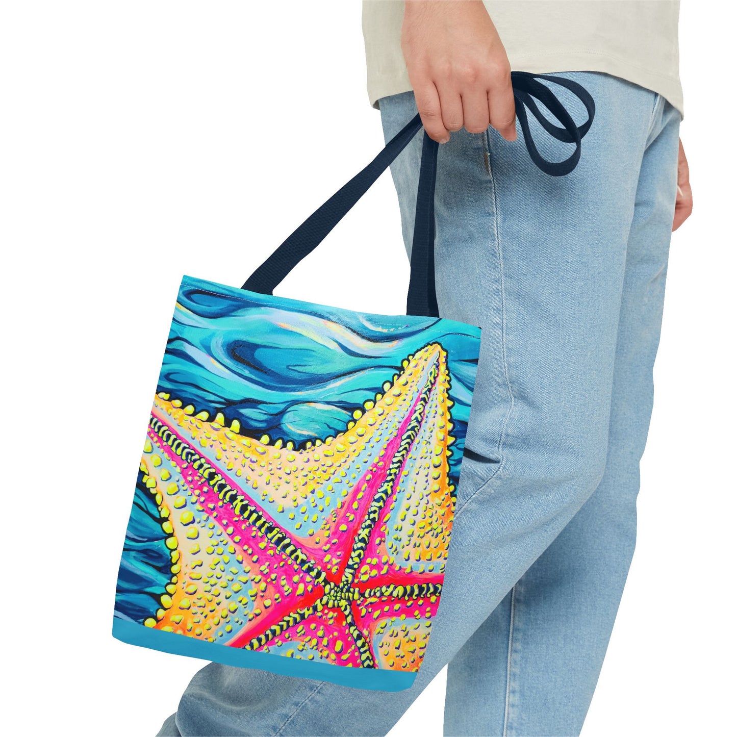 Premium Starfish Beach Bocas Tote Bag, Original Artist Design, Reusable Shopping Tote, Eco-Friendly