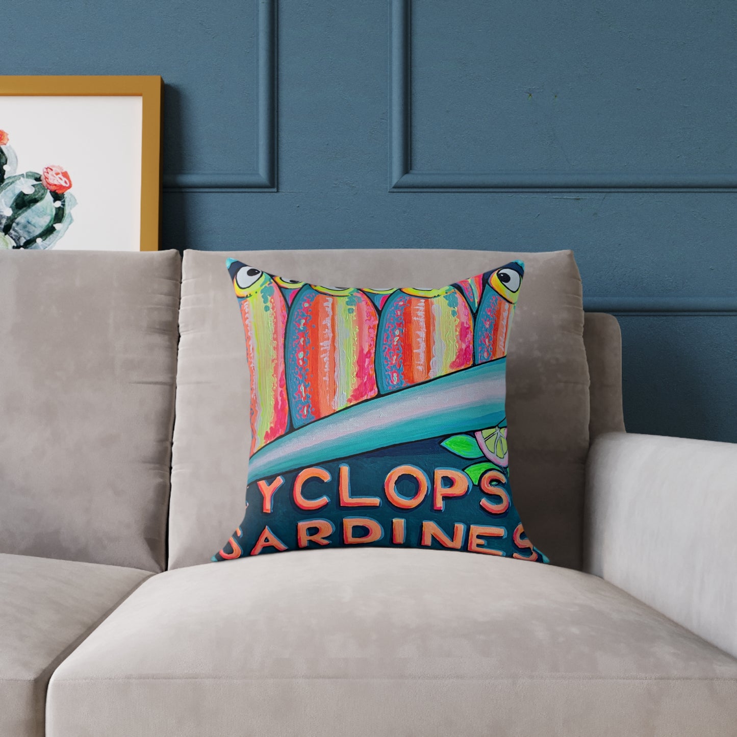 Neon Sardines Art Canvas Decorative Pillow