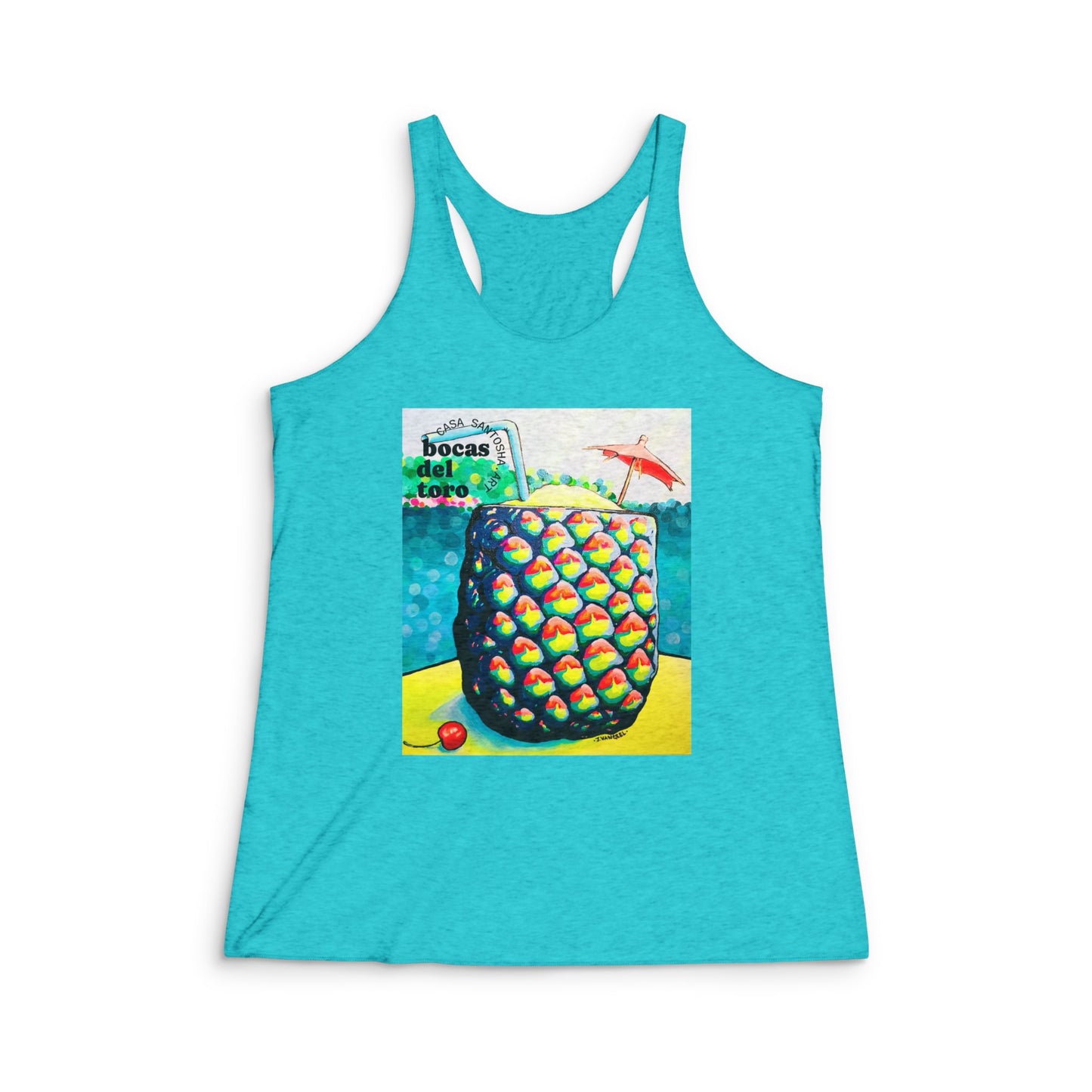 Women's Neon Piña Colada Graphic Racerback Tank