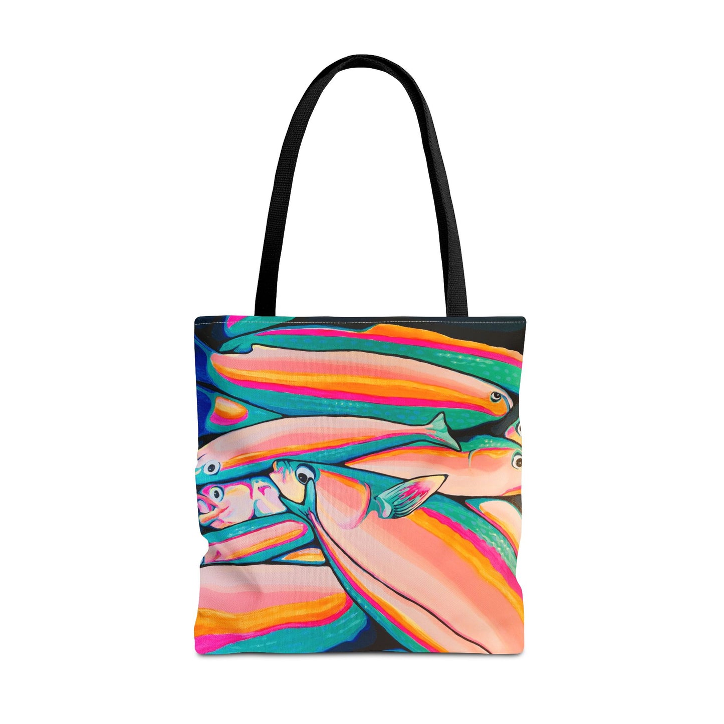 Premium Neon Fish Tote Bag, Original Artist Design, Reusable Shopping Tote, Eco-Friendly