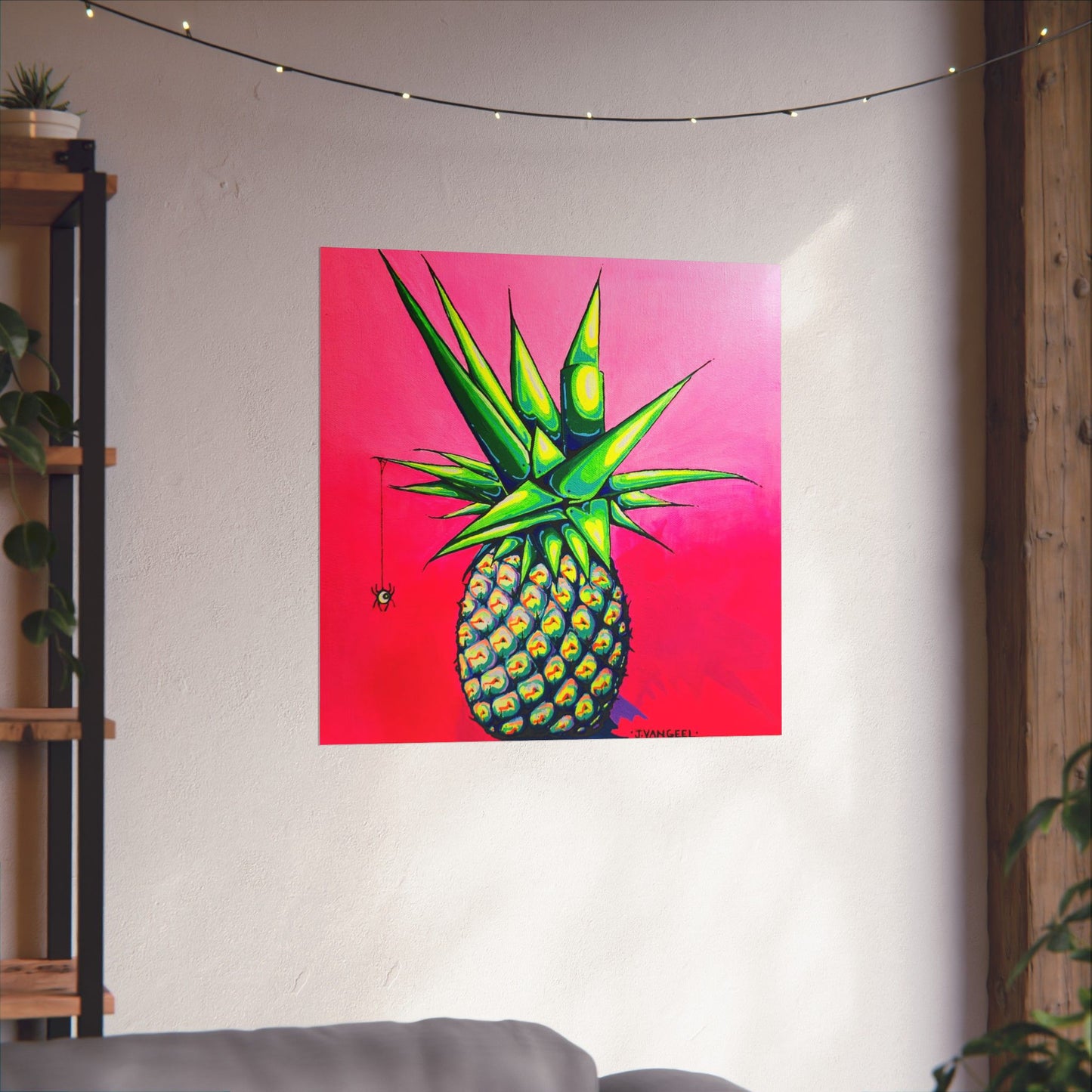 Neon Pineapple Giclée Art Poster