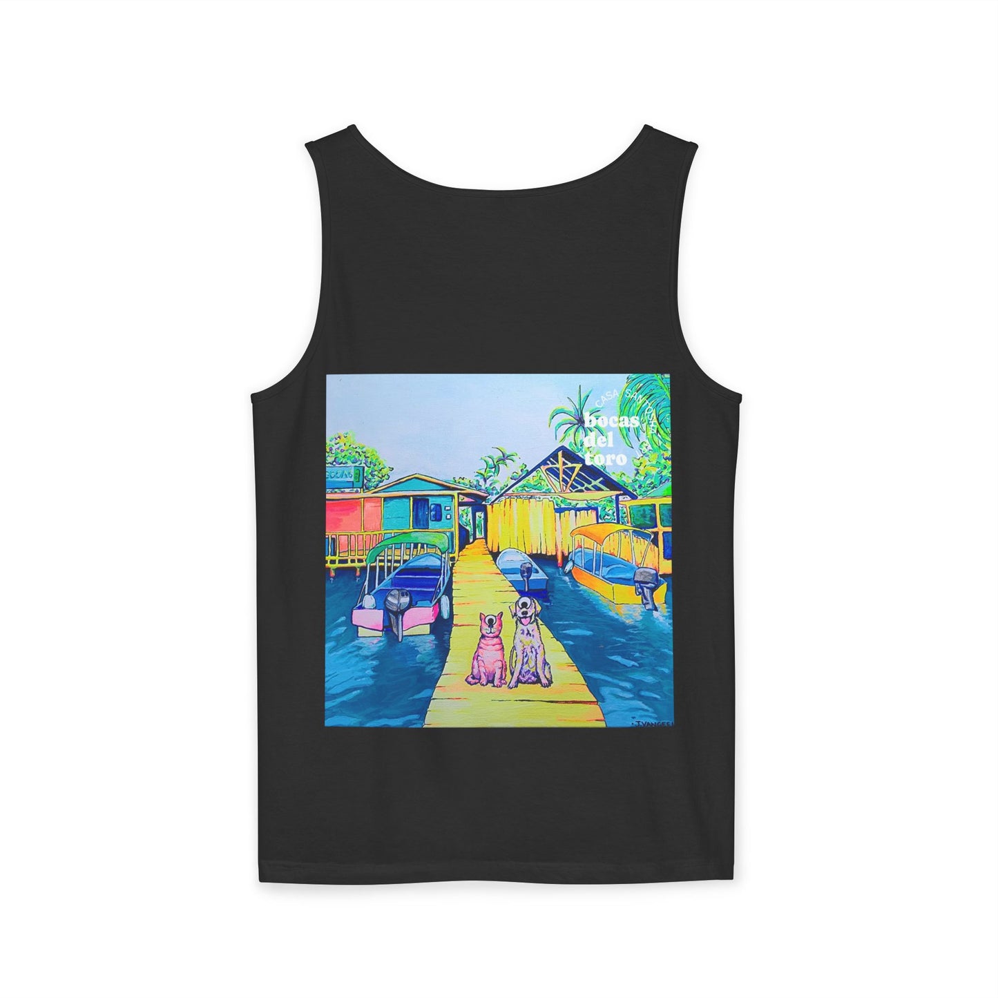 Unisex Cyclops Cat and Dog in Bocas Tank Top - Perfect for Summer Vibes