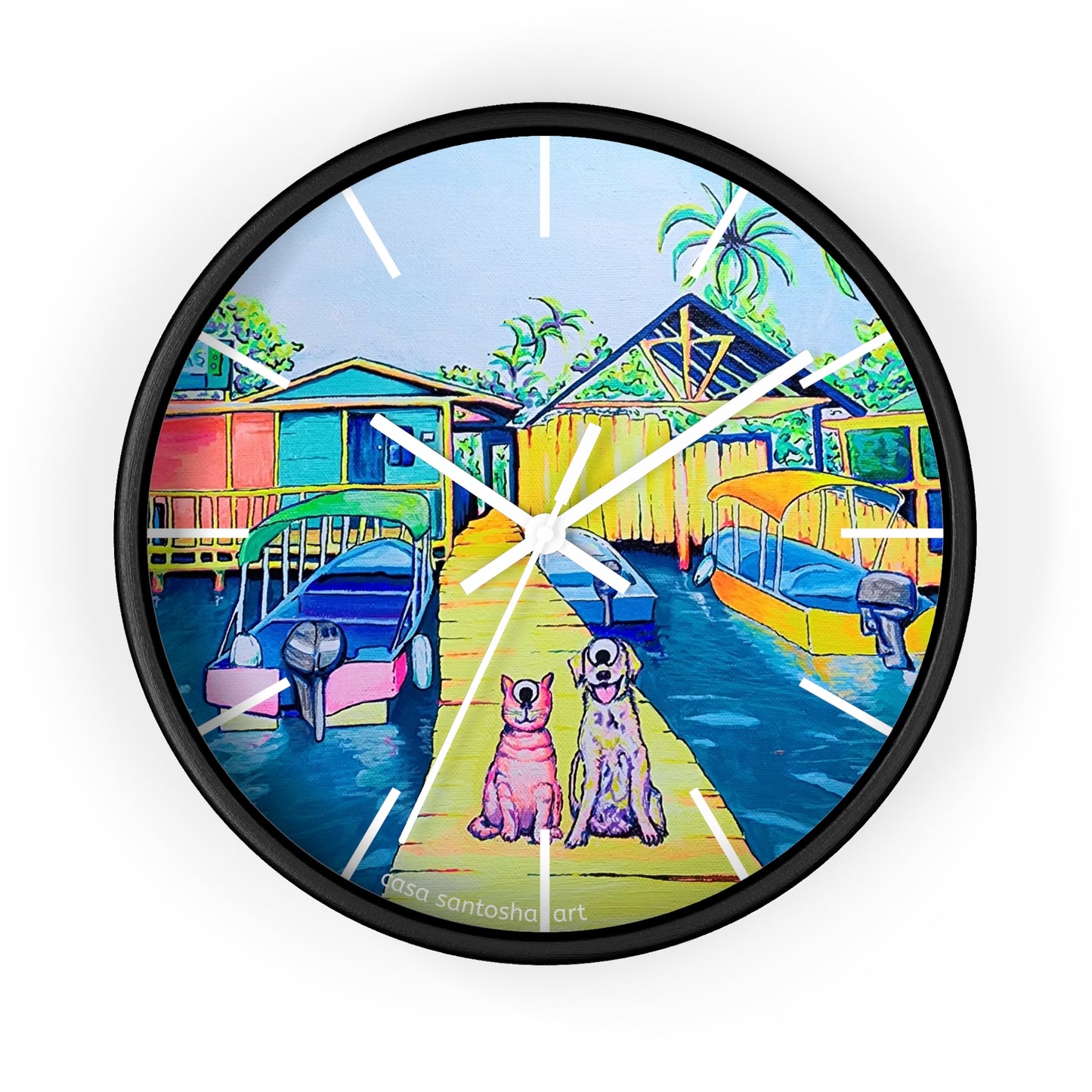 Cyclops Cat and Dog in Bocas Pop Art Wall Clock