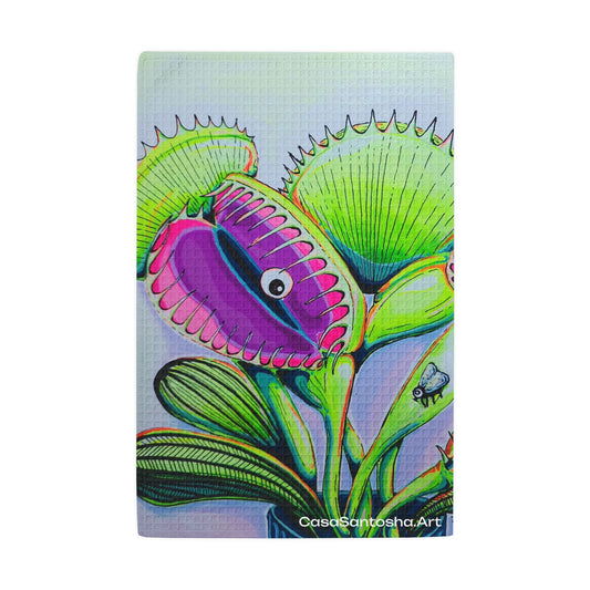 Cyclops Venus Fly Trap Waffle Weave Kitchen Hand Towel