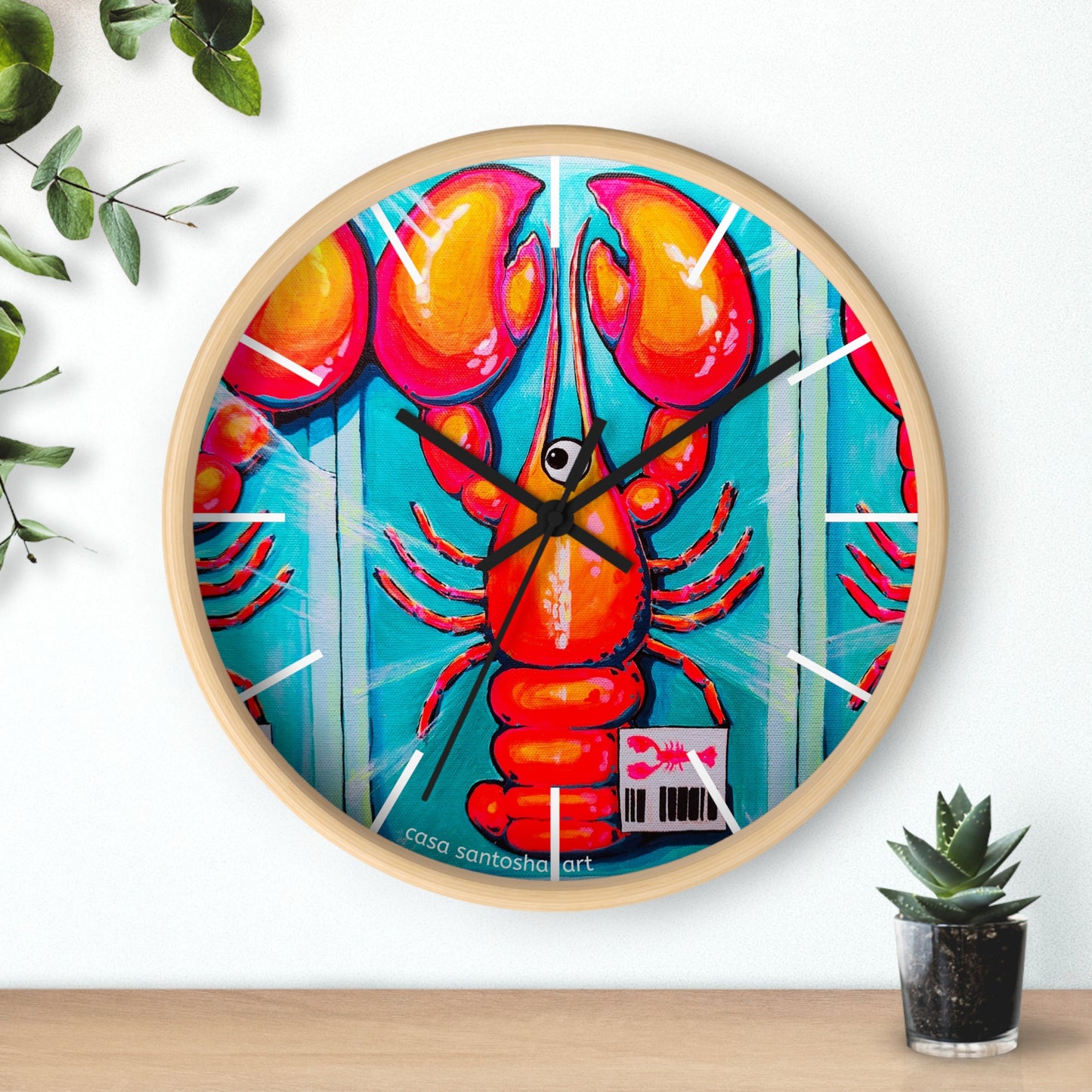 Fresh Neon Lobster Pop Art Wall Clock