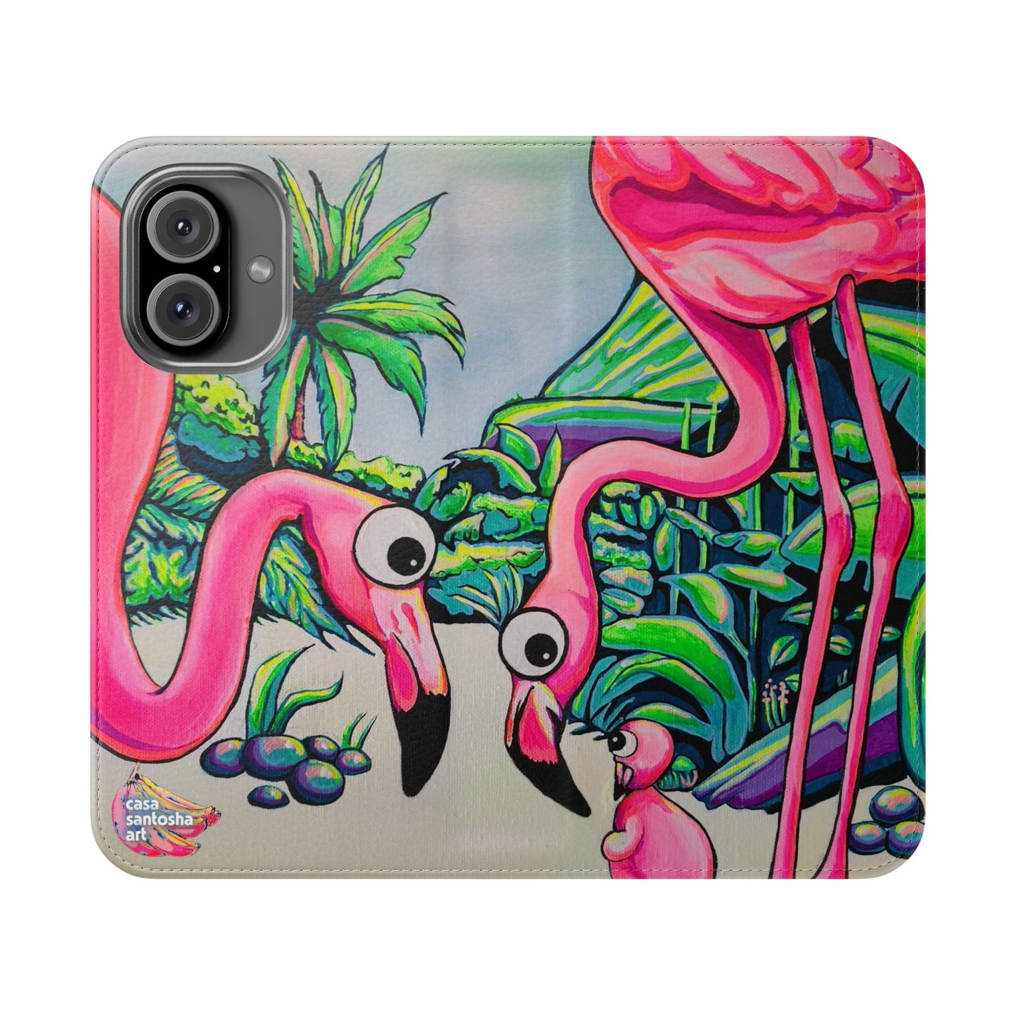 Cyclops Flamingo Family Flip Phone Case – Wallet Cover with Card Slots