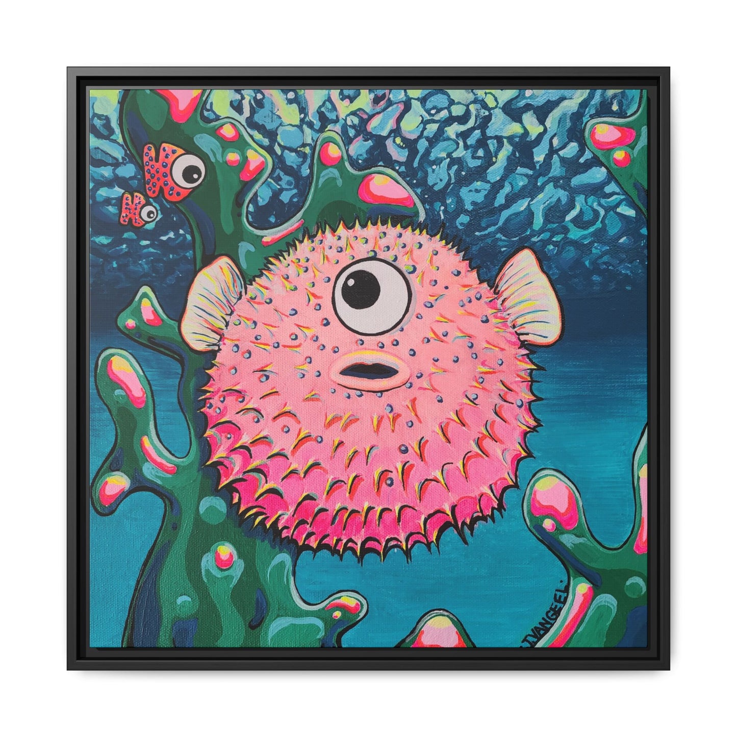 Framed Cyclops Pufferfish Canvas Print