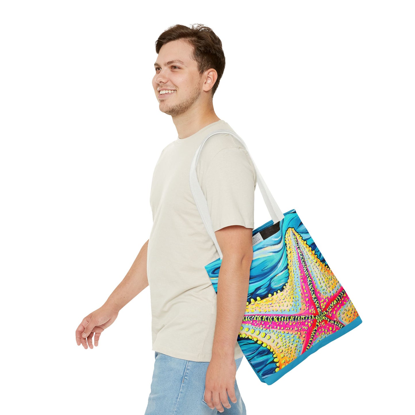 Premium Starfish Beach Bocas Tote Bag, Original Artist Design, Reusable Shopping Tote, Eco-Friendly
