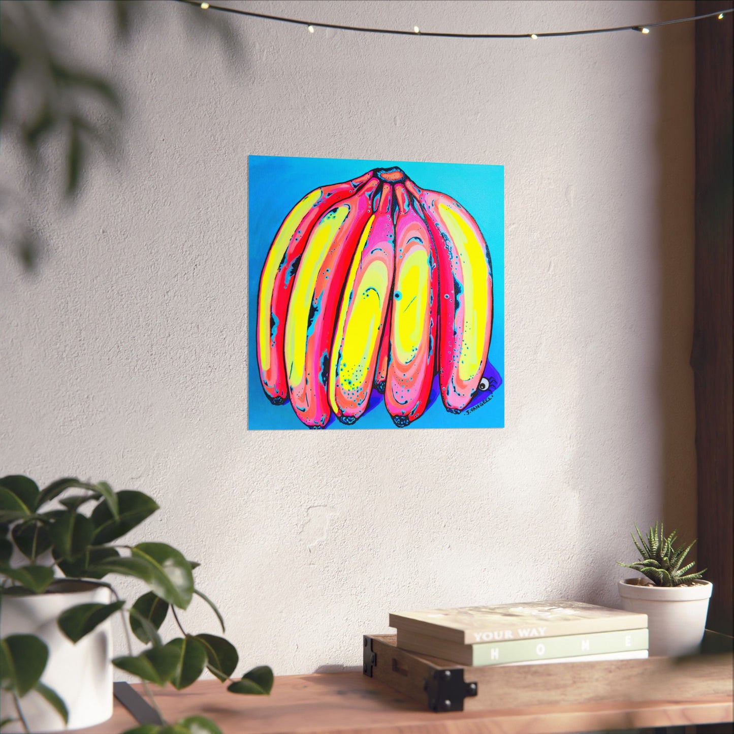Neon Fat Bananas Giclée Art Poster