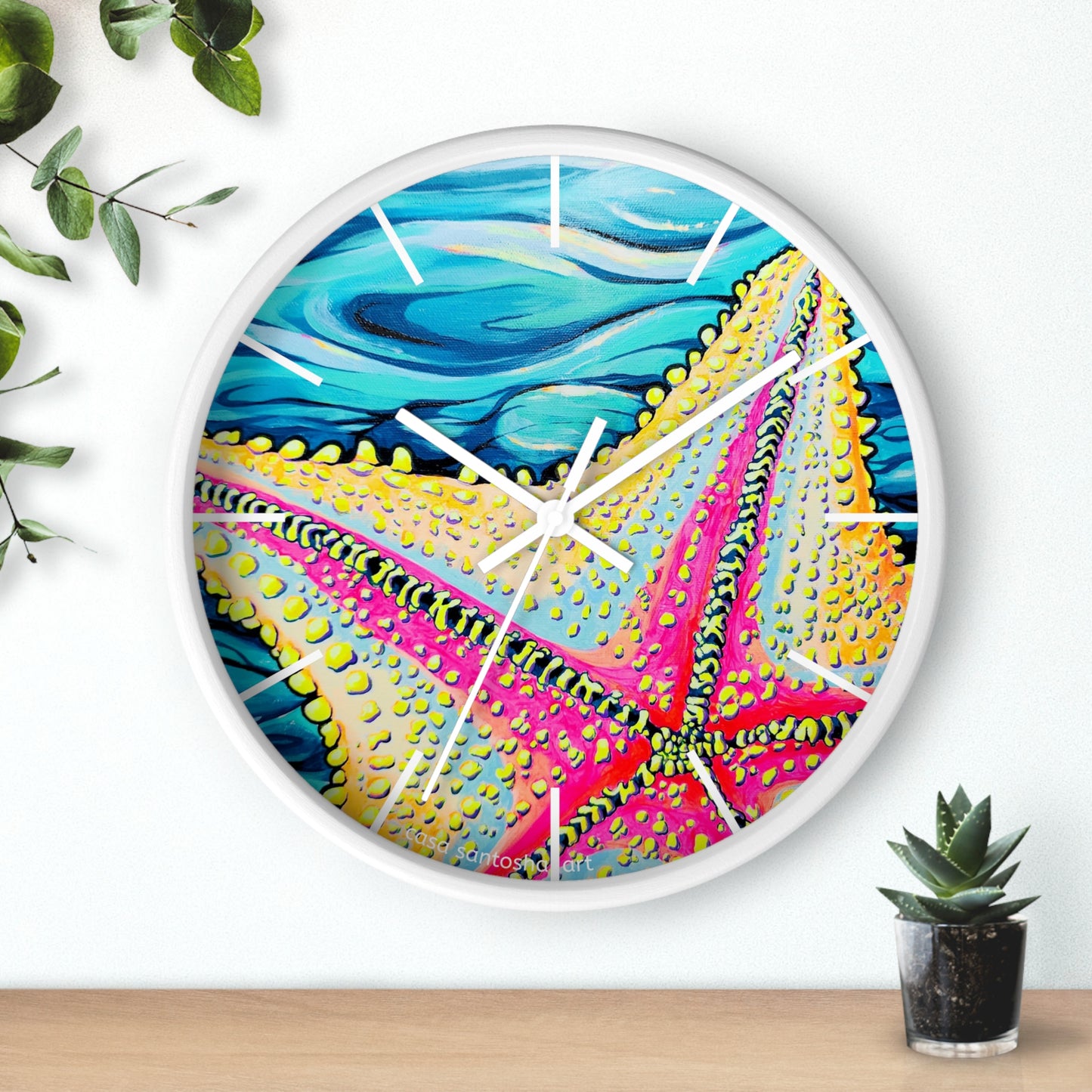 Starfish Beach Bocas Pop Art Wall Clock