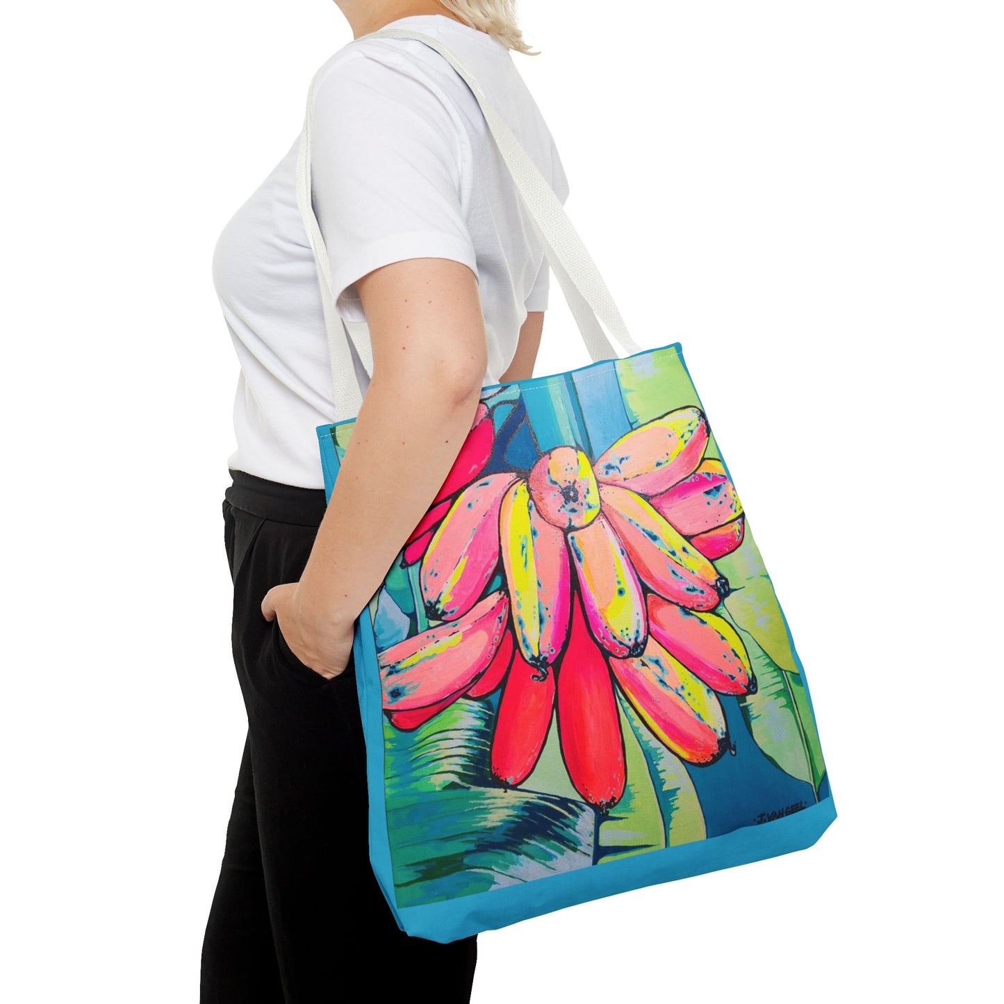 Premium Neon Primitivo Bananas Tote Bag, Original Artist Design, Reusable Shopping Tote, Eco-Friendly