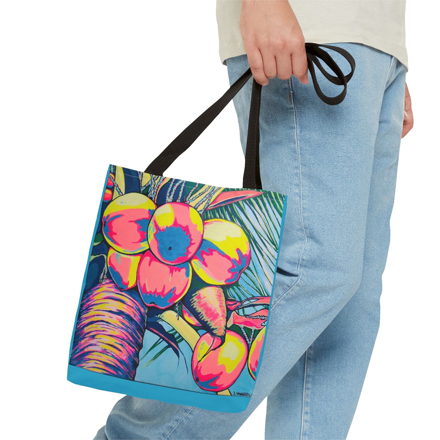 Premium Neon Coconuts Tote Bag, Original Artist Design, Reusable Shopping Tote, Eco-Friendly