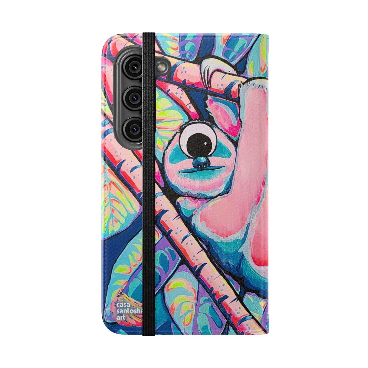 Cyclops Sloth Flip Phone Case – Wallet Cover with Card Slots