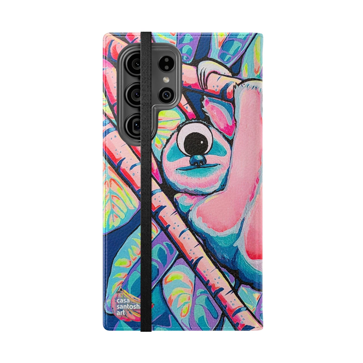 Cyclops Sloth Flip Phone Case – Wallet Cover with Card Slots