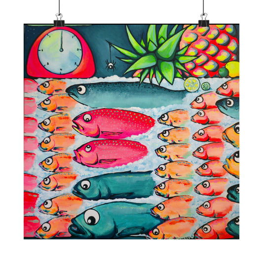 Neon Cabo Fish Market Giclée Art Poster
