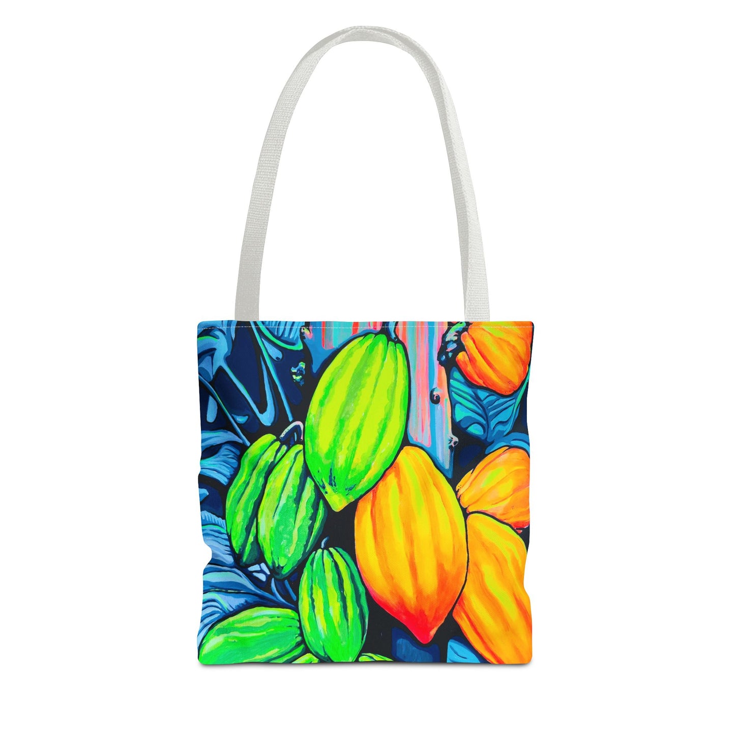 Premium Neon Cacao Tote Bag, Original Artist Design, Reusable Shopping Tote, Eco-Friendly