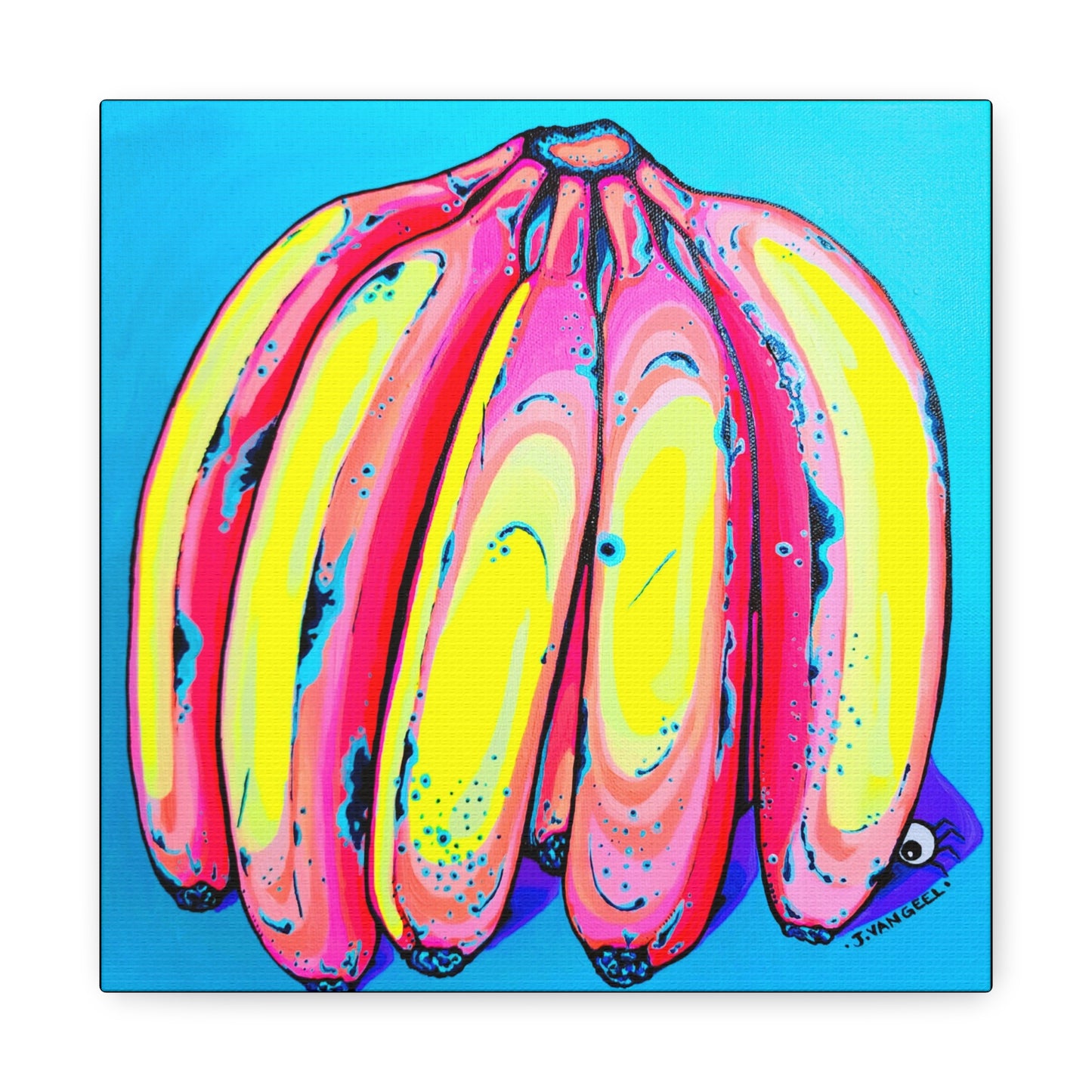 Neon Fat Bananas Canvas Wall Art