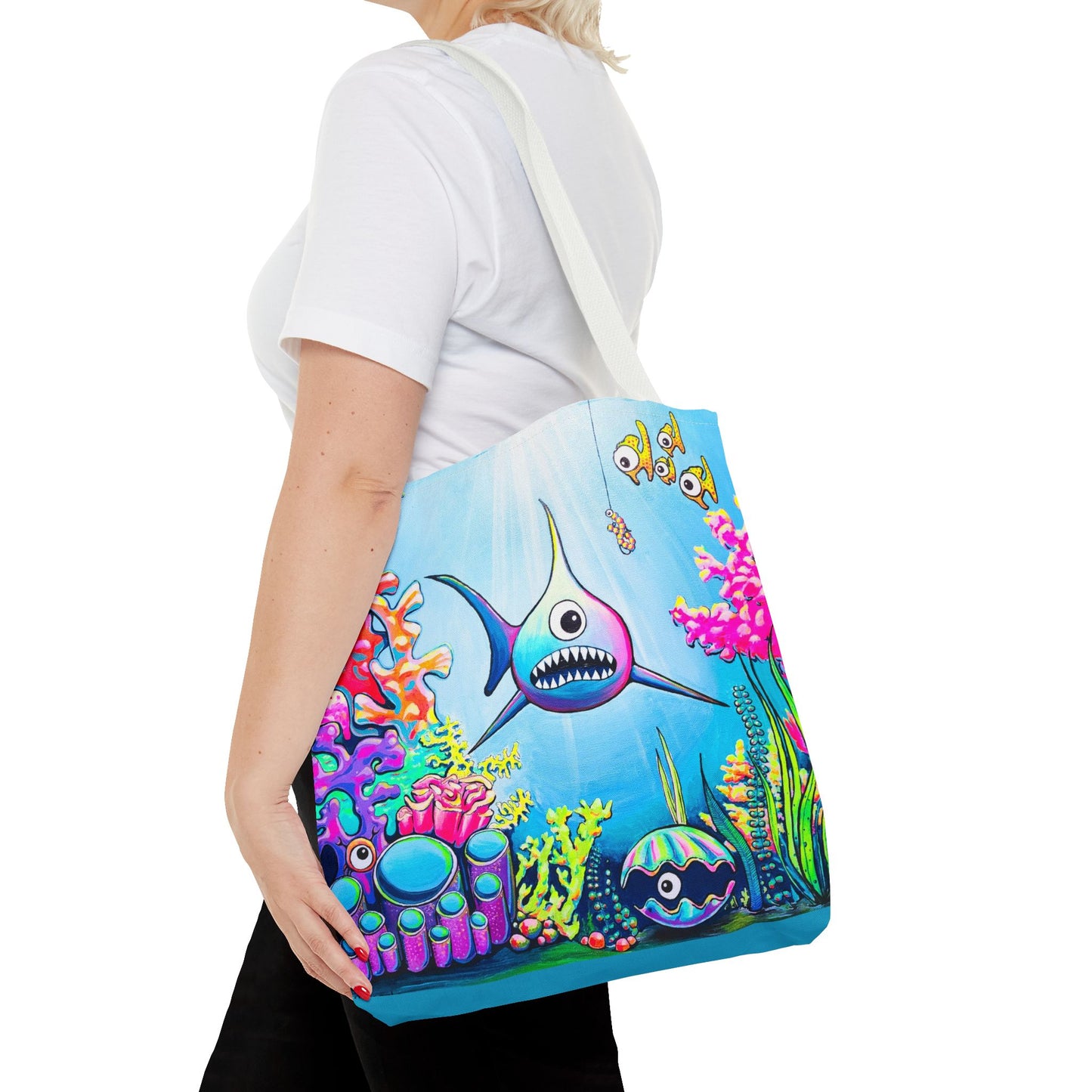 Premium Cyclops Shark Tote Bag, Original Artist Design, Reusable Shopping Tote,  Eco-Friendly