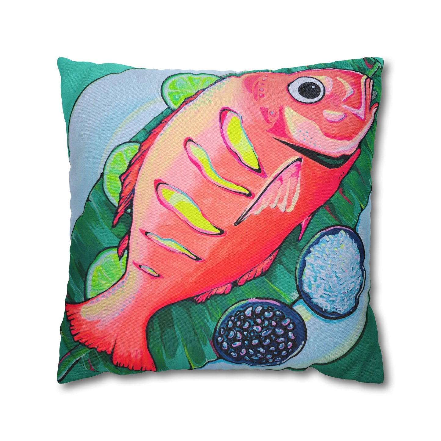 Neon Fried Fish Pillowcase for Throw Pillow, Cover Only