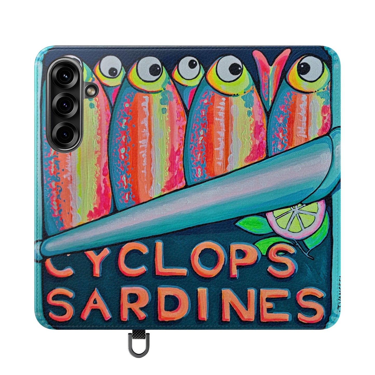 Neon Sardines Flip Phone Case – Wallet Cover with Card Slots