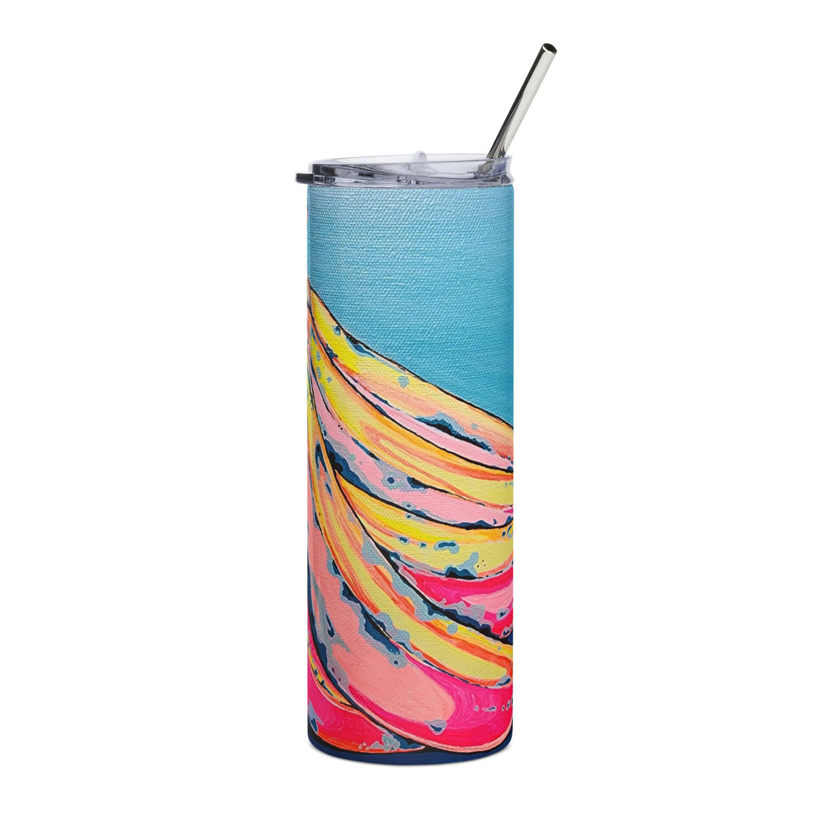Vaso de acero inoxidable Neon Bananas, 20 oz | Taza de viaje divertida, ecológica