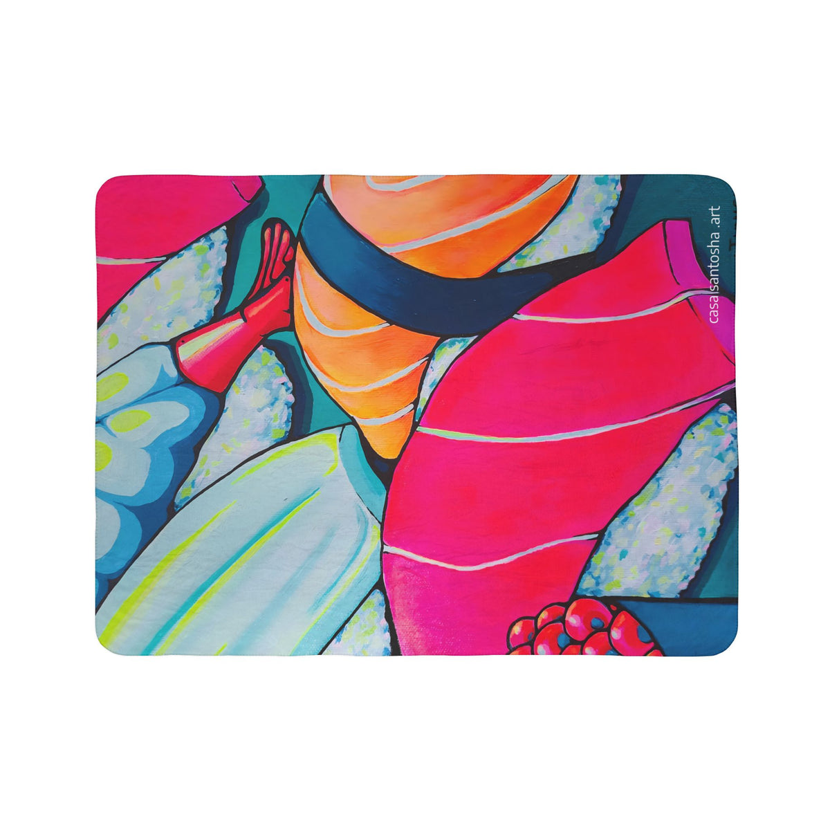 Neon Sushi Fleece Sherpa Blanket