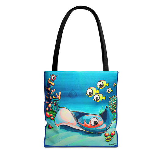 Premium Colorful Cyclops Stingray Tote Bag, Original Artist Design, Reusable Shopping Tote, Eco-Friendly