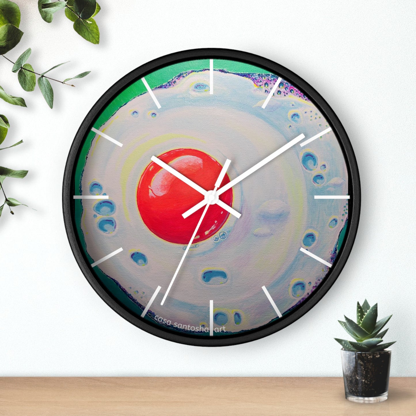 Neon Fried Egg Pop Art Wall Clock