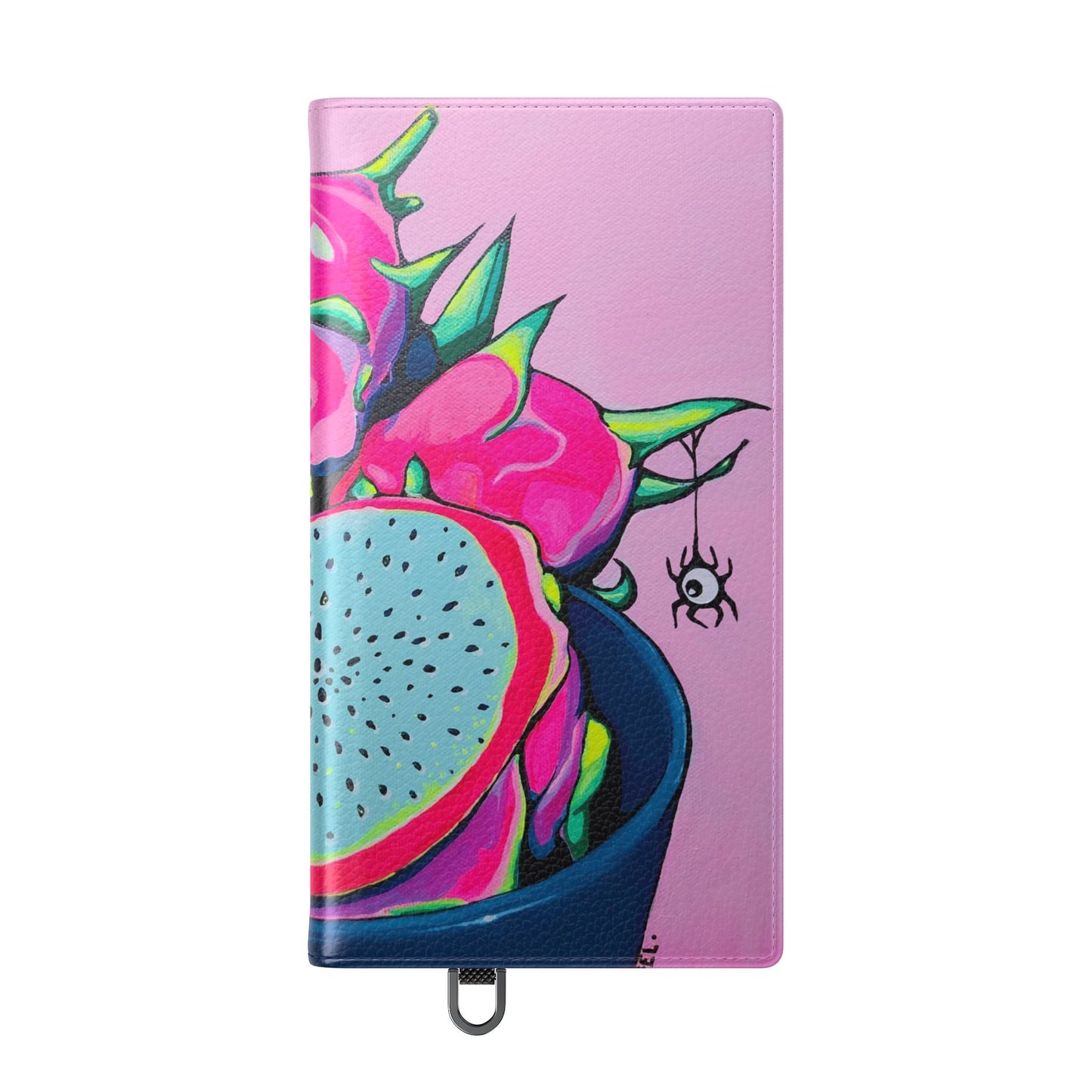 Neon Pink Dragon Fruit Flip Phone Case – Wallet Cover with Card Slots