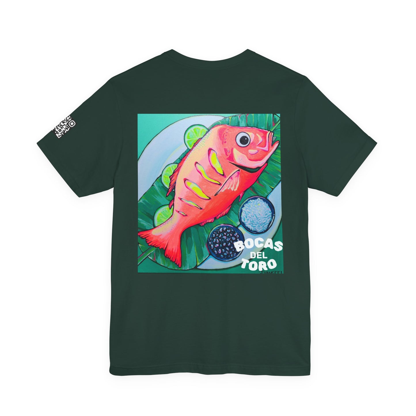 T-shirt unisexe néon à motif poisson frit