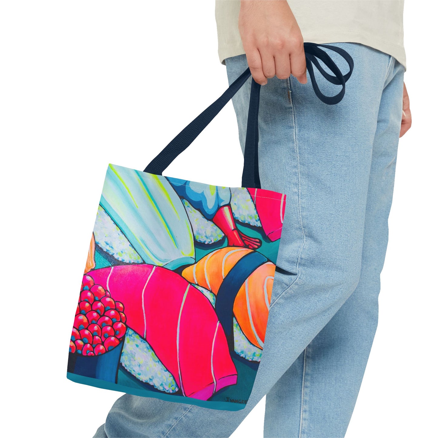 Premium Neon Sushi Tote Bag, Original Artist Design, Reusable Shopping Tote, Eco-Friendly