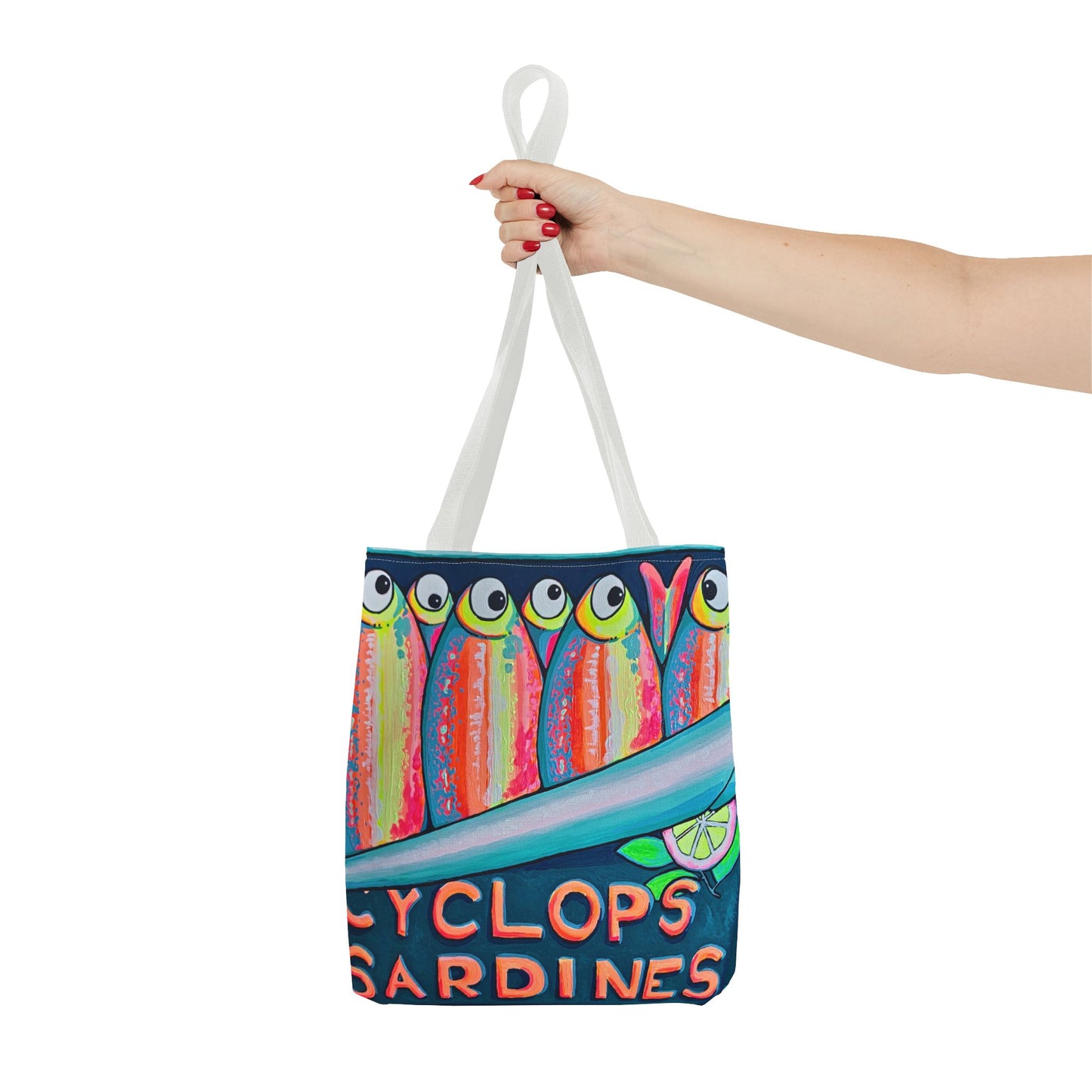 Premium Neon Sardines Tote Bag, Original Artist Design, Reusable Shopping Tote, Eco-Friendly