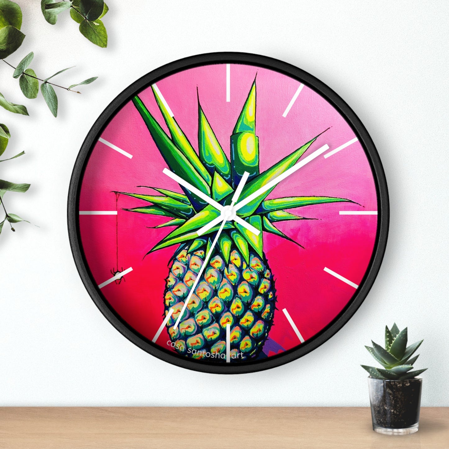 Neon Pineapple Pop Art Wall Clock