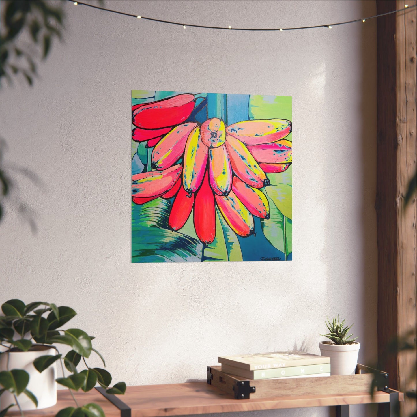 Neon Primitivo Bananas Giclée Art Poster