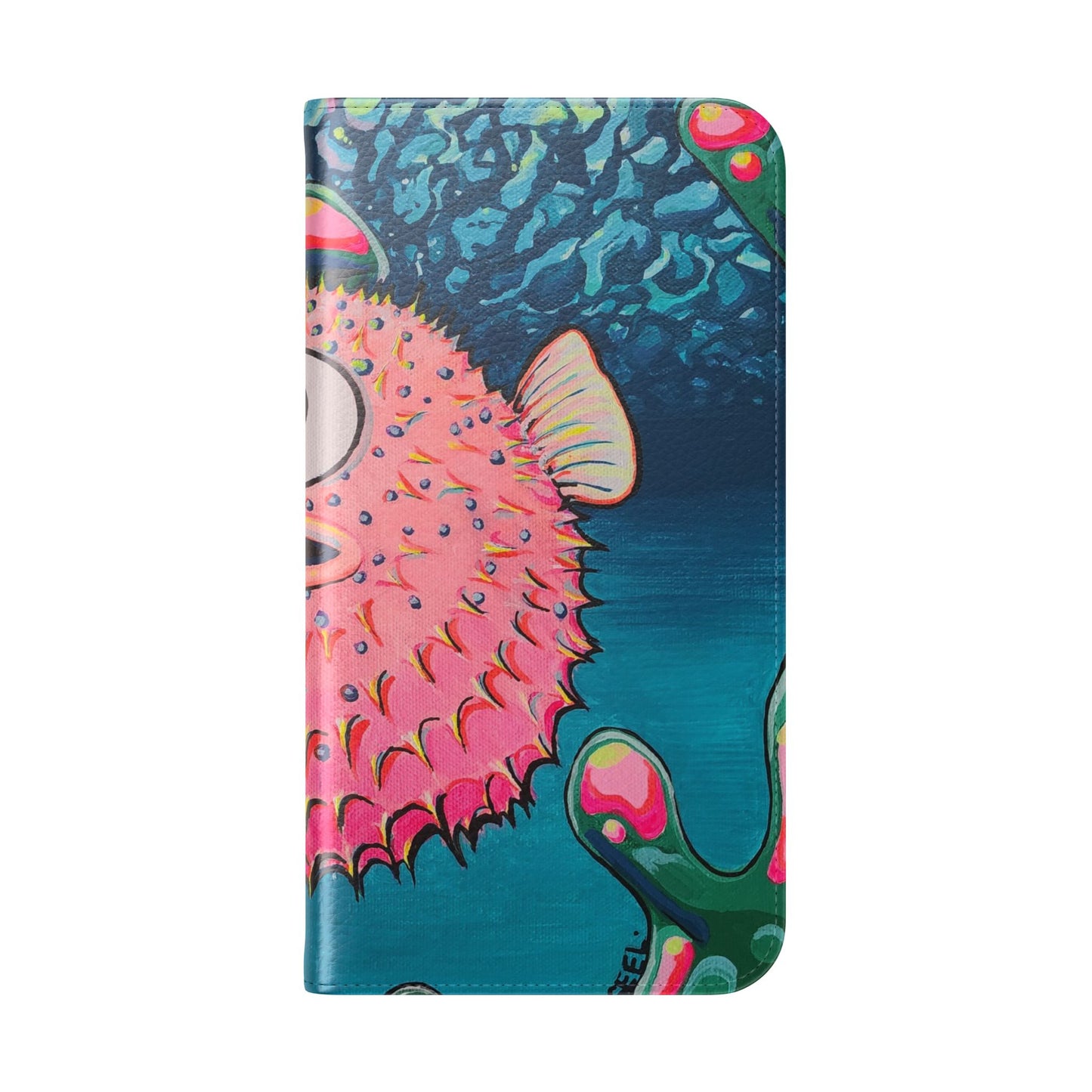 Cyclops Pufferfish Flip Phone Case – Wallet Cover with Card Slots