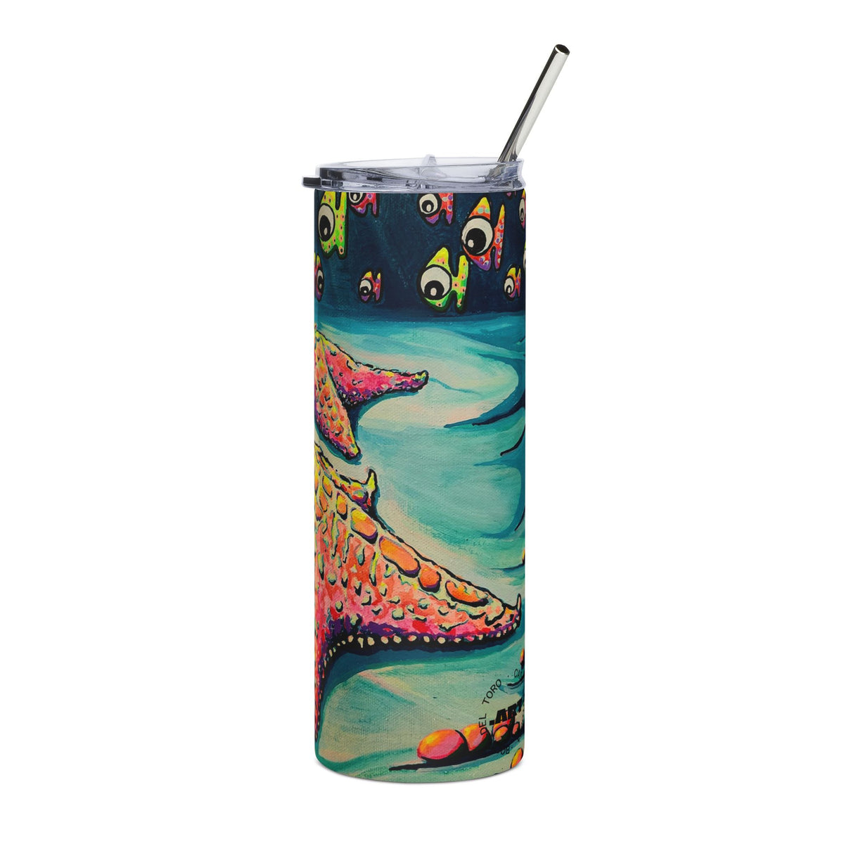 Cyclops Starfish Stainless Steel Tumbler - neon pop art by Casa Santosha Art