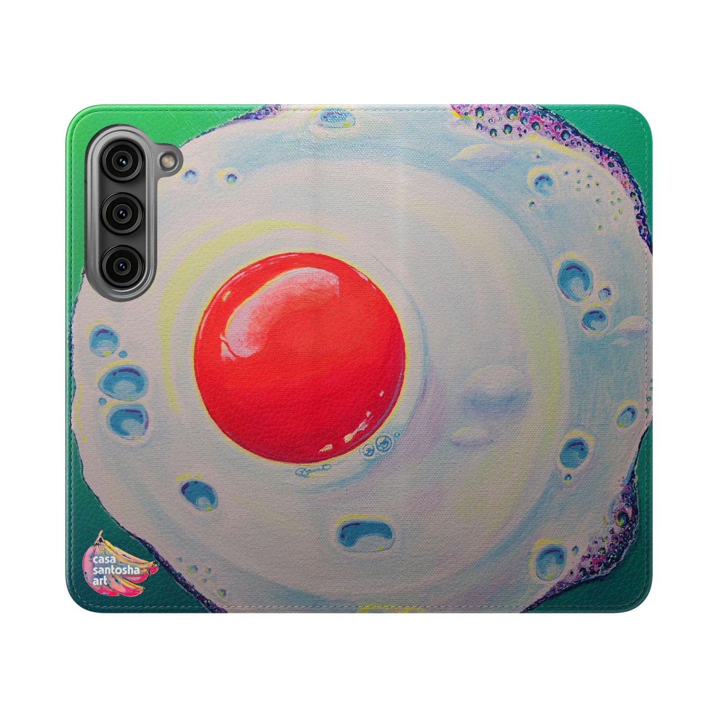 Neon Fried Egg Flip Phone Case – Wallet Cover with Card Slots