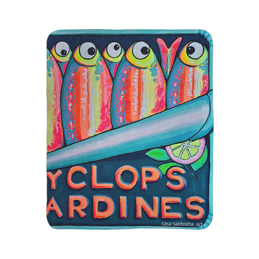 Neon Sardines Fleece Sherpa Blanket