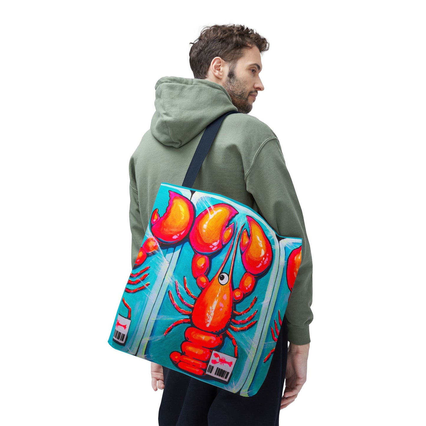 Premium Neon Lobster Tote Bag, Original Artist Design, Reusable Shopping Tote,  Eco-Friendly