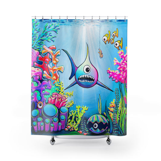 Cyclops Shark Pop Art Shower Curtain