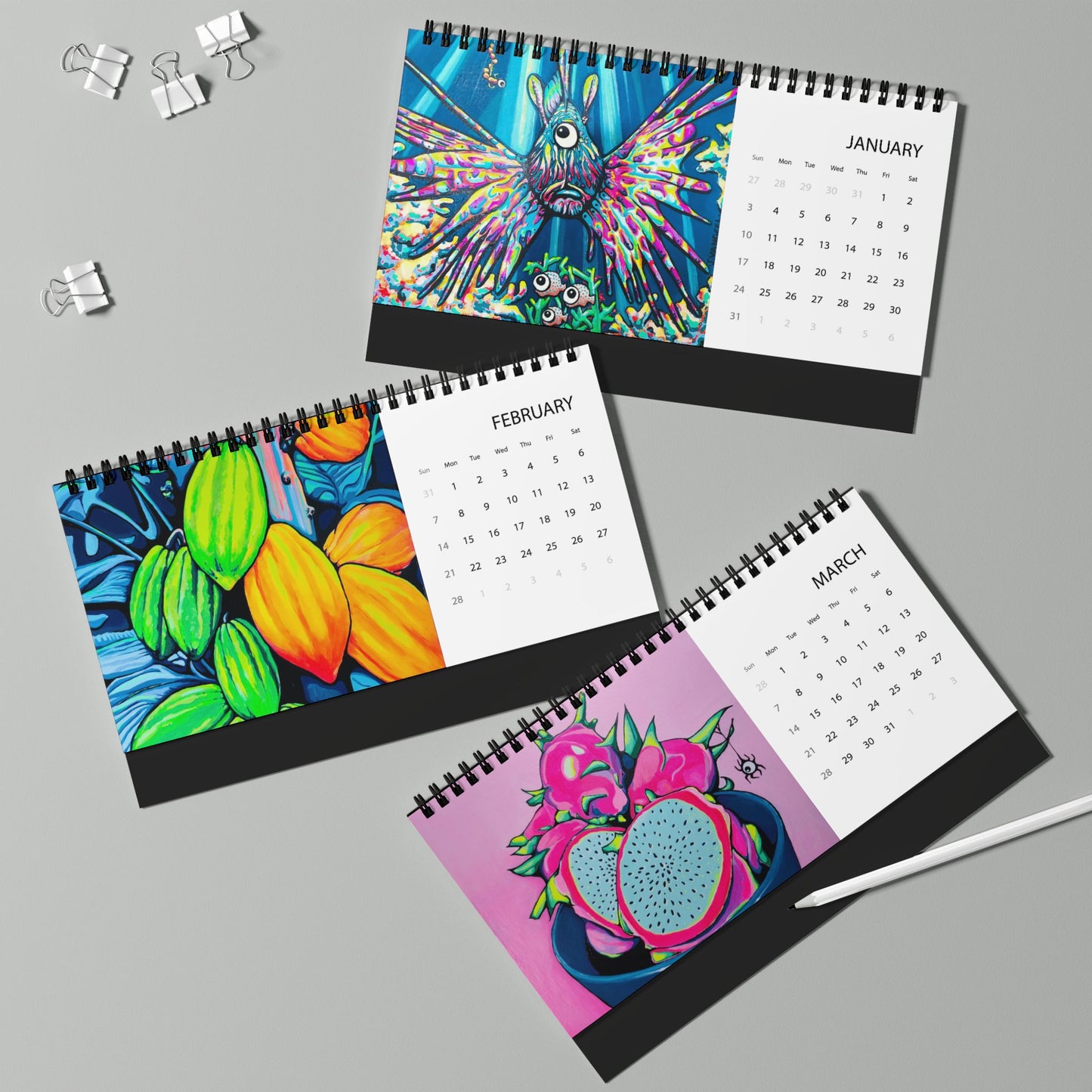 Vibrant Art Desktop Calendar 2027