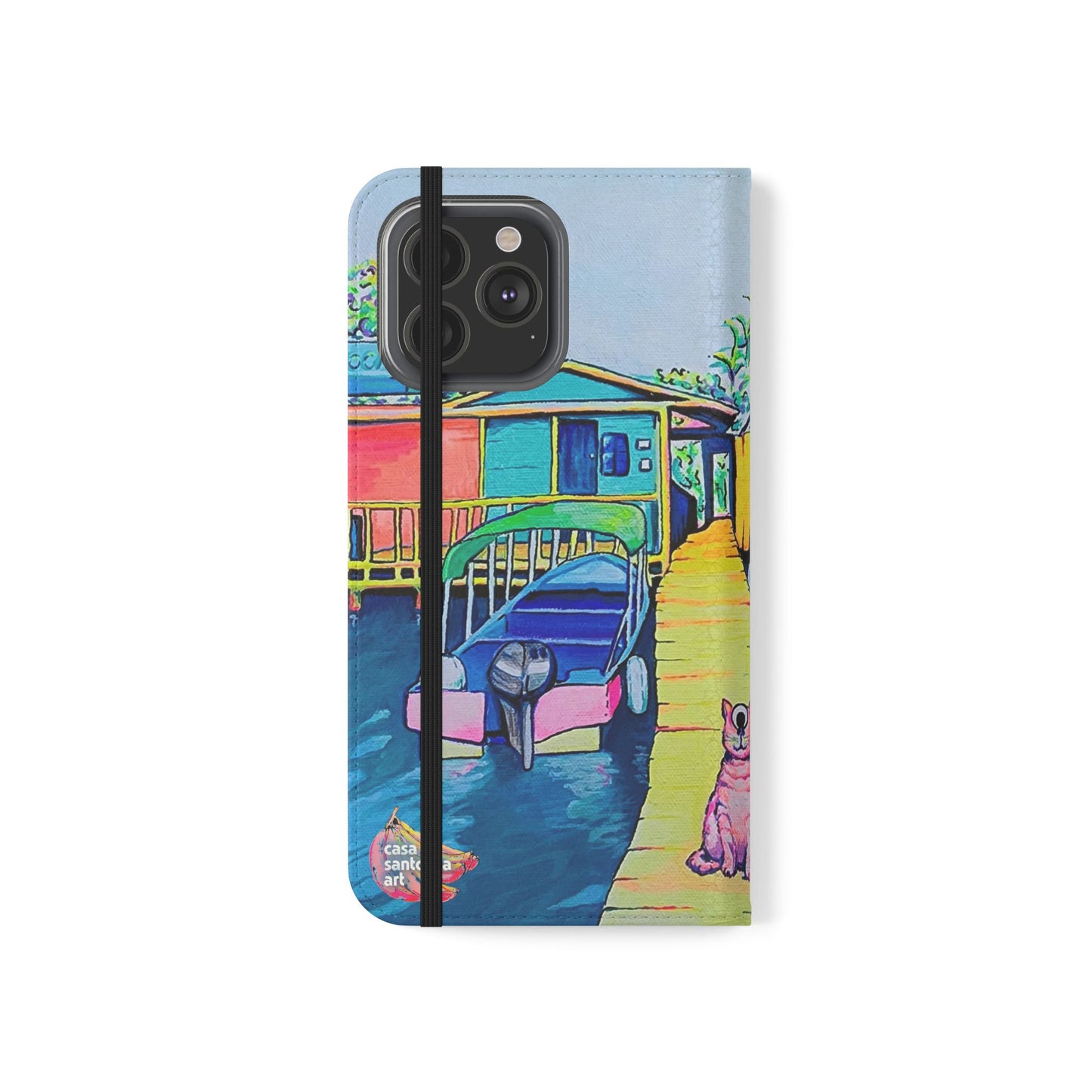 Cyclops Cat and Dog in Bocas Flip Phone Case – Wallet Cover with Card Slots