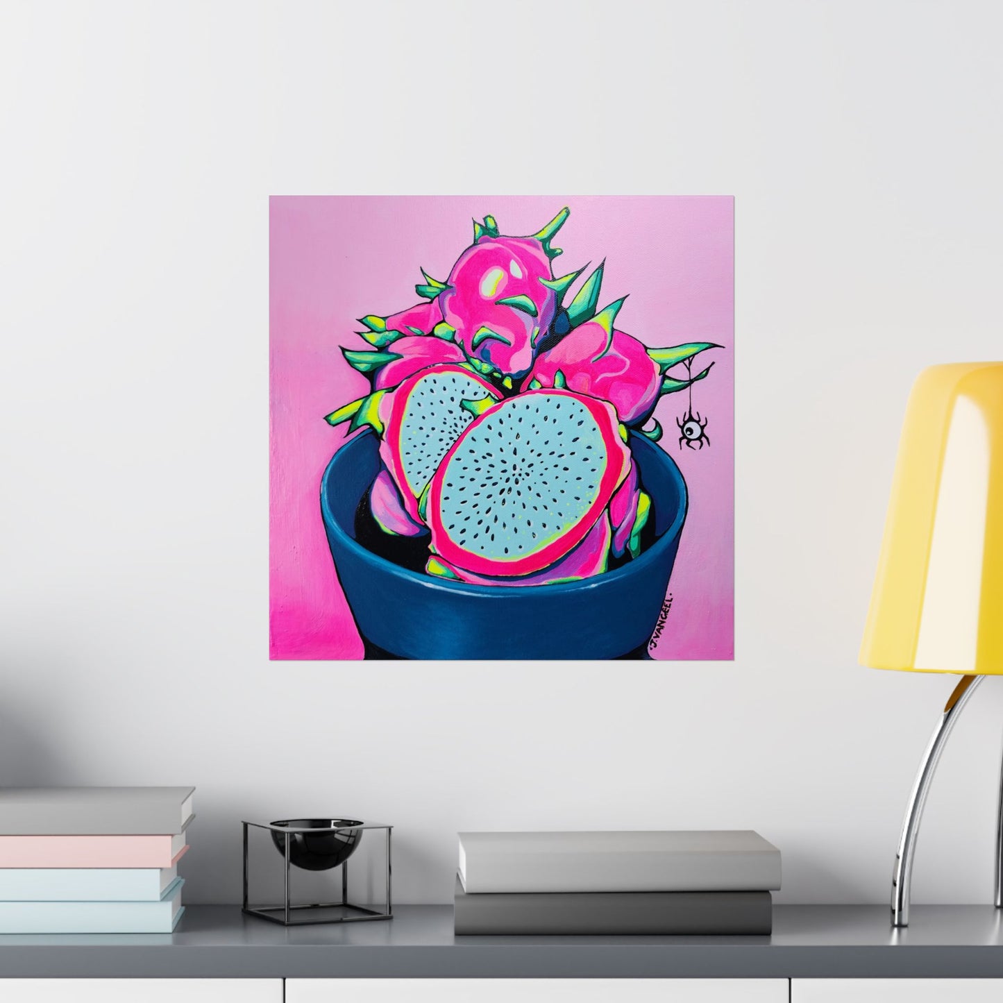 Neon Pink Dragon Fruit Giclée Art Poster