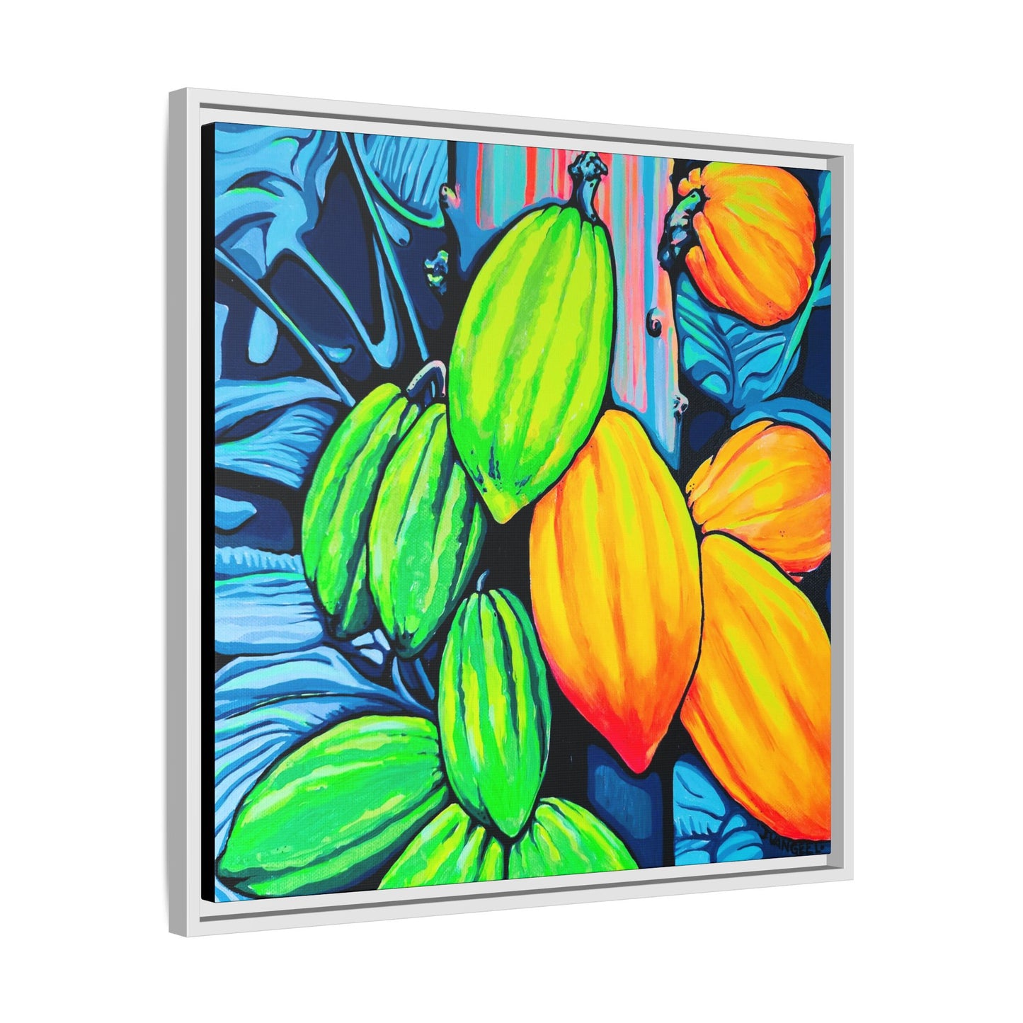 Framed Neon Cacao Canvas Print