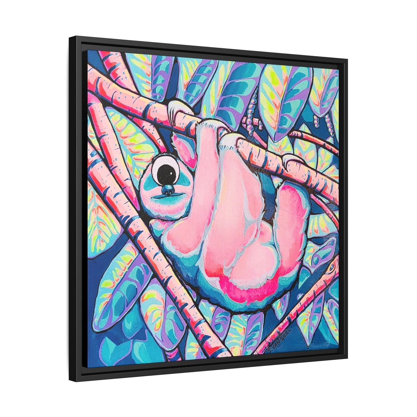 Framed Cyclops Sloth Canvas Print