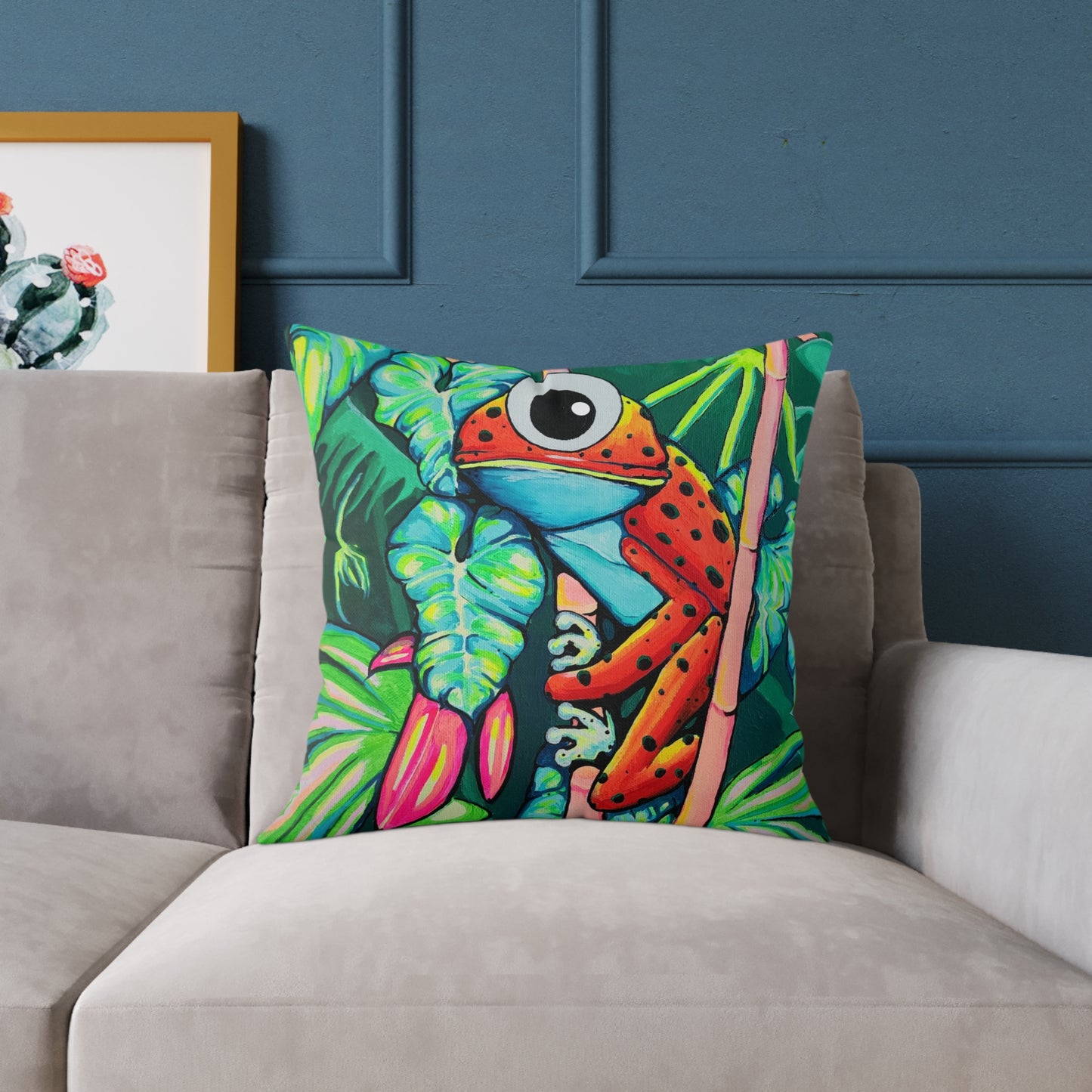 Cyclops Red Frog Art Canvas Decorative Pillow