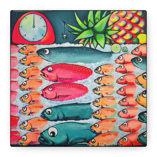 Neon Cabo Fish Market Canvas Wall Art